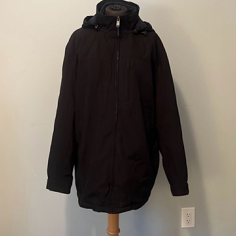 Weatherproof Black Waterproof Hooded Double Layer Parka Jacket Size Large